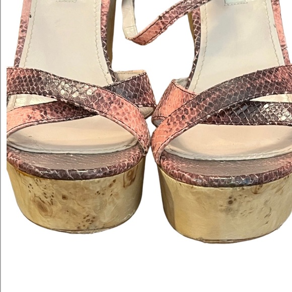 Miu Miu   Peach Snake & Cork Platform Sandals - 39.5 - Picture 4 of 9